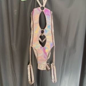 Hustler Snakeskin keyhole romper/bodysuit.